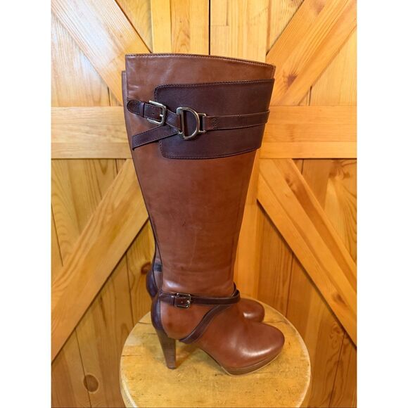 Cole Haan Air Poppy Bit Size 5.5B Brown Leather Knee High Riding Boot 3.5